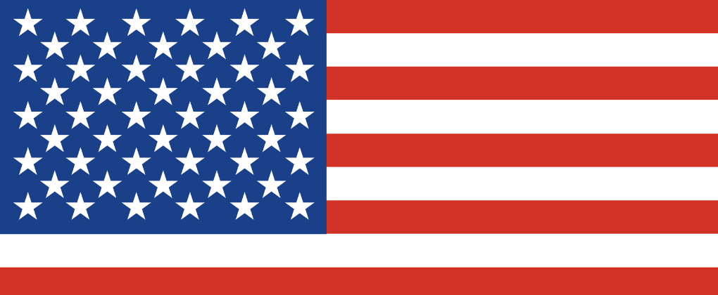 American flag with blue field and white stars on the left, red and white stripes on the right.